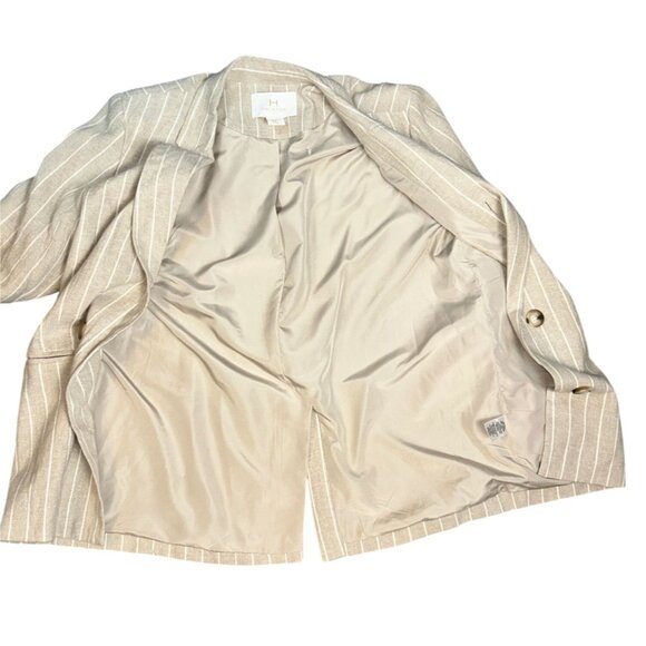 Halston Womens Linen Blend Pinstripe Blazer XL NWT Old Money Sophisticated - Picture 8 of 11